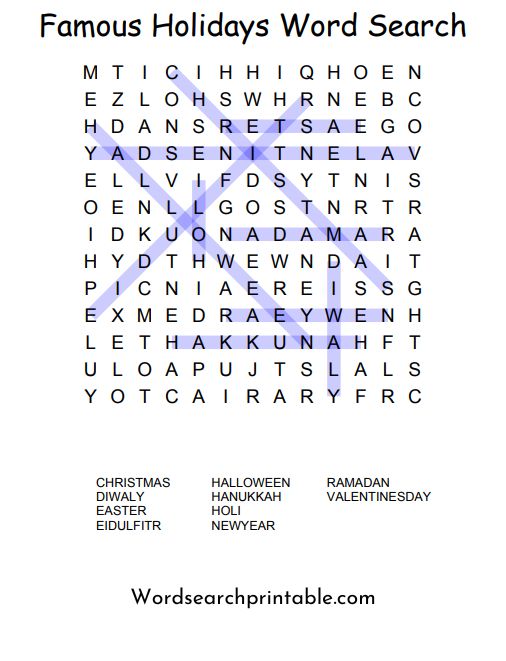 Famous Word Search Puzzle Solution