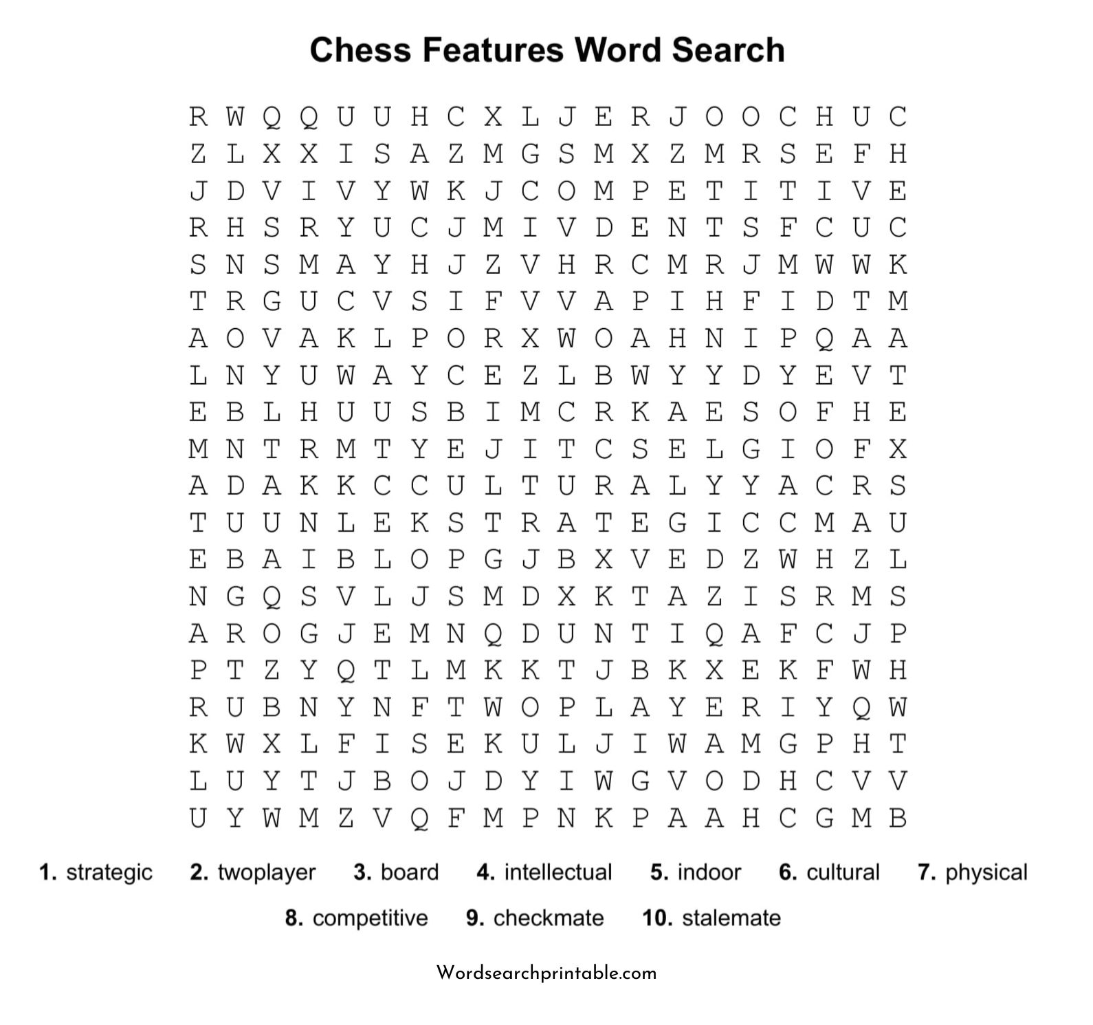 chess features word search puzzle