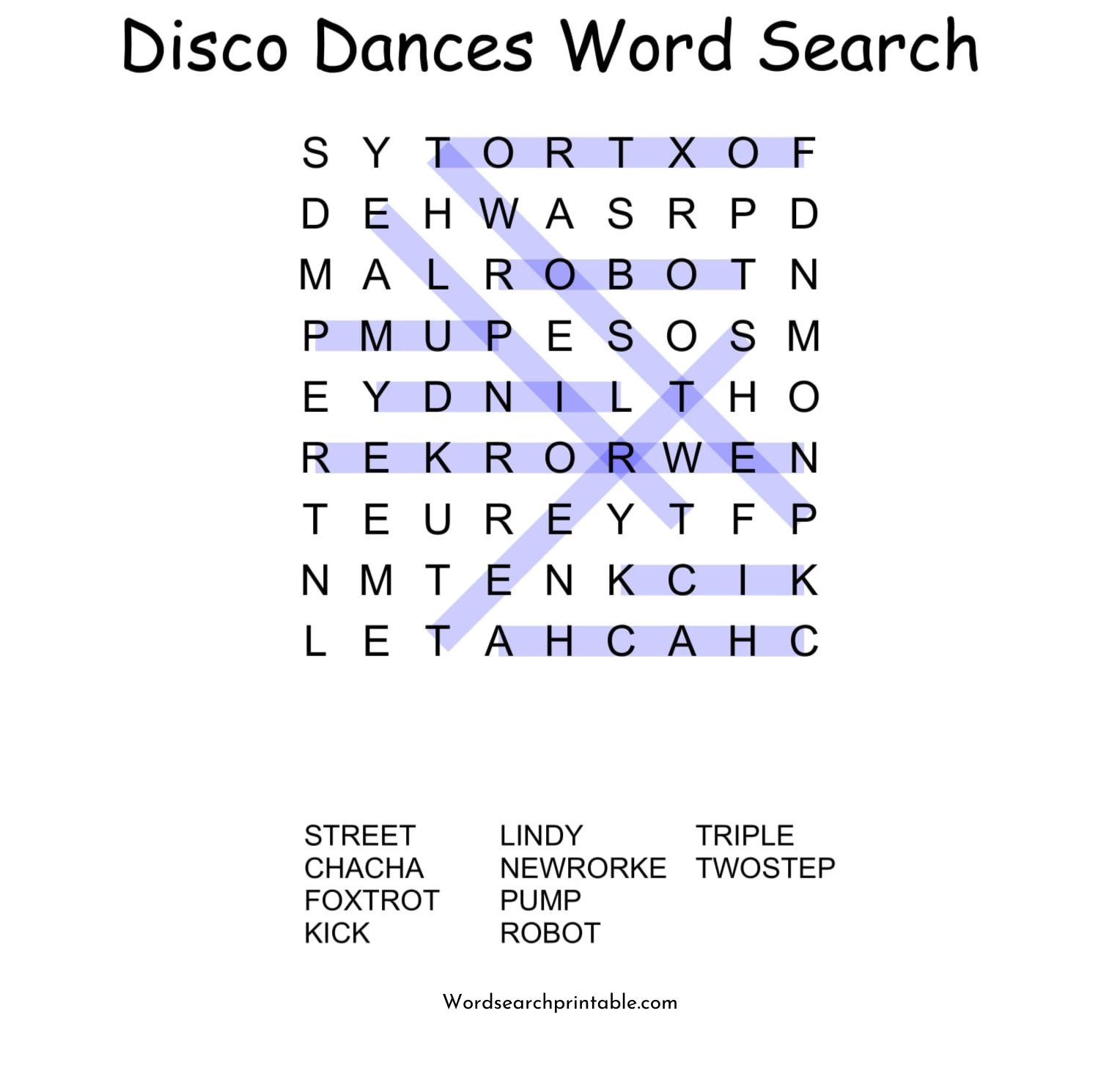 disco dances word search puzzle solution