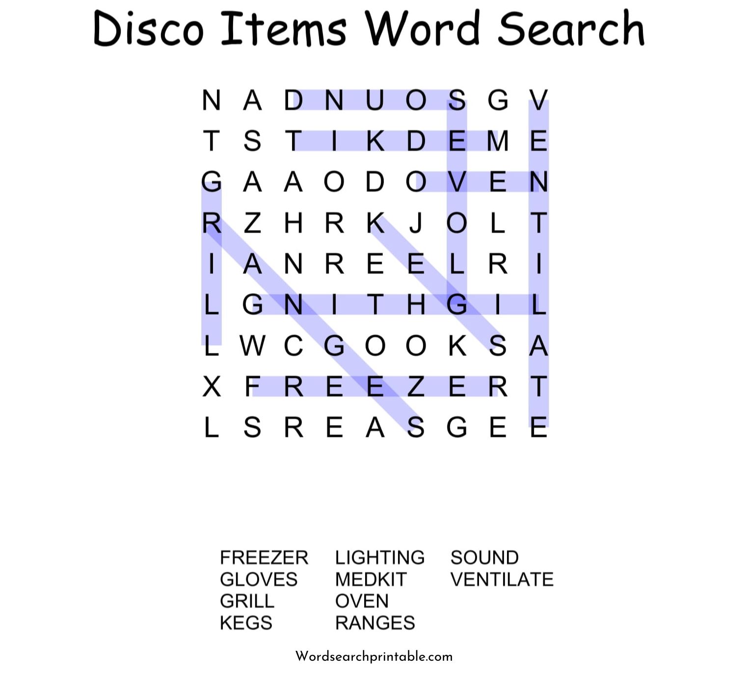 disco items word search puzzle solution