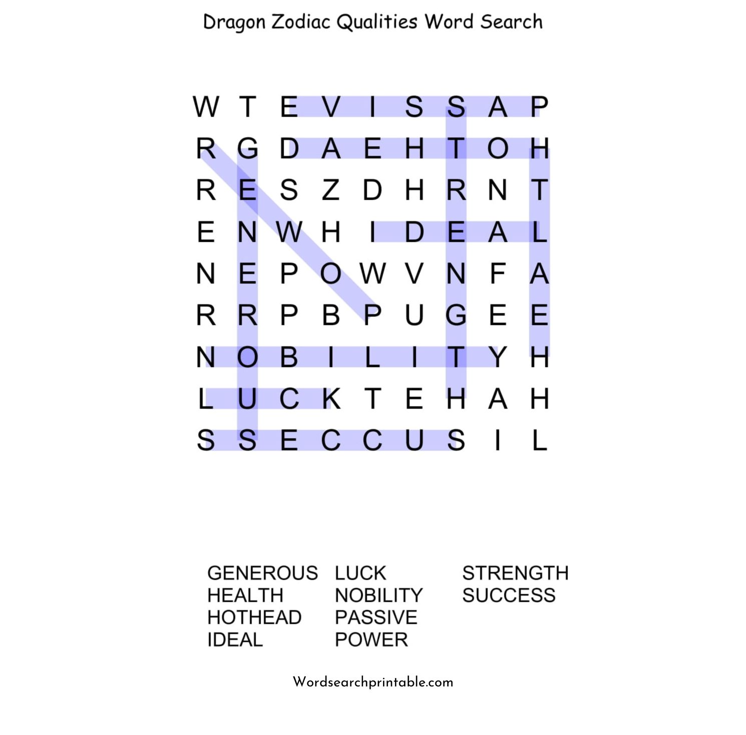 dragon zodiac qualities word search puzzle solution