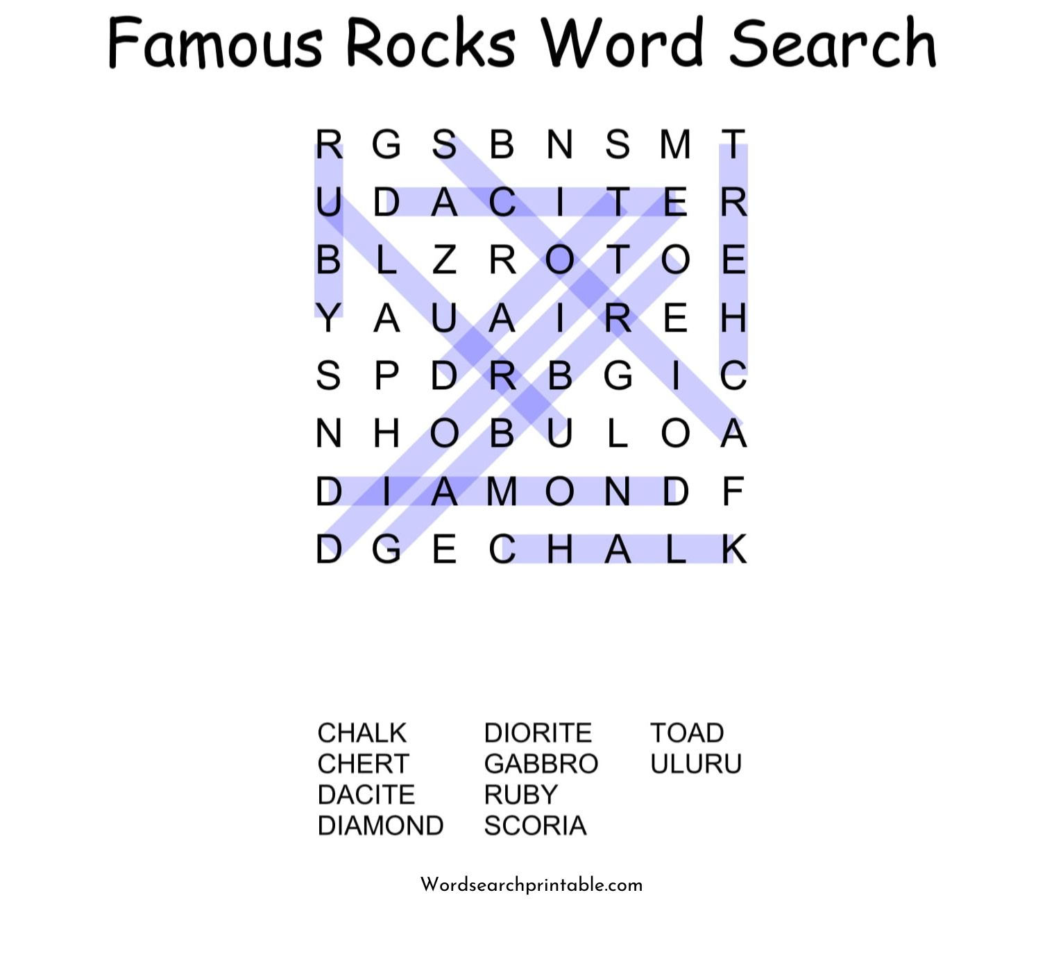 famous rocks word search puzzle solution