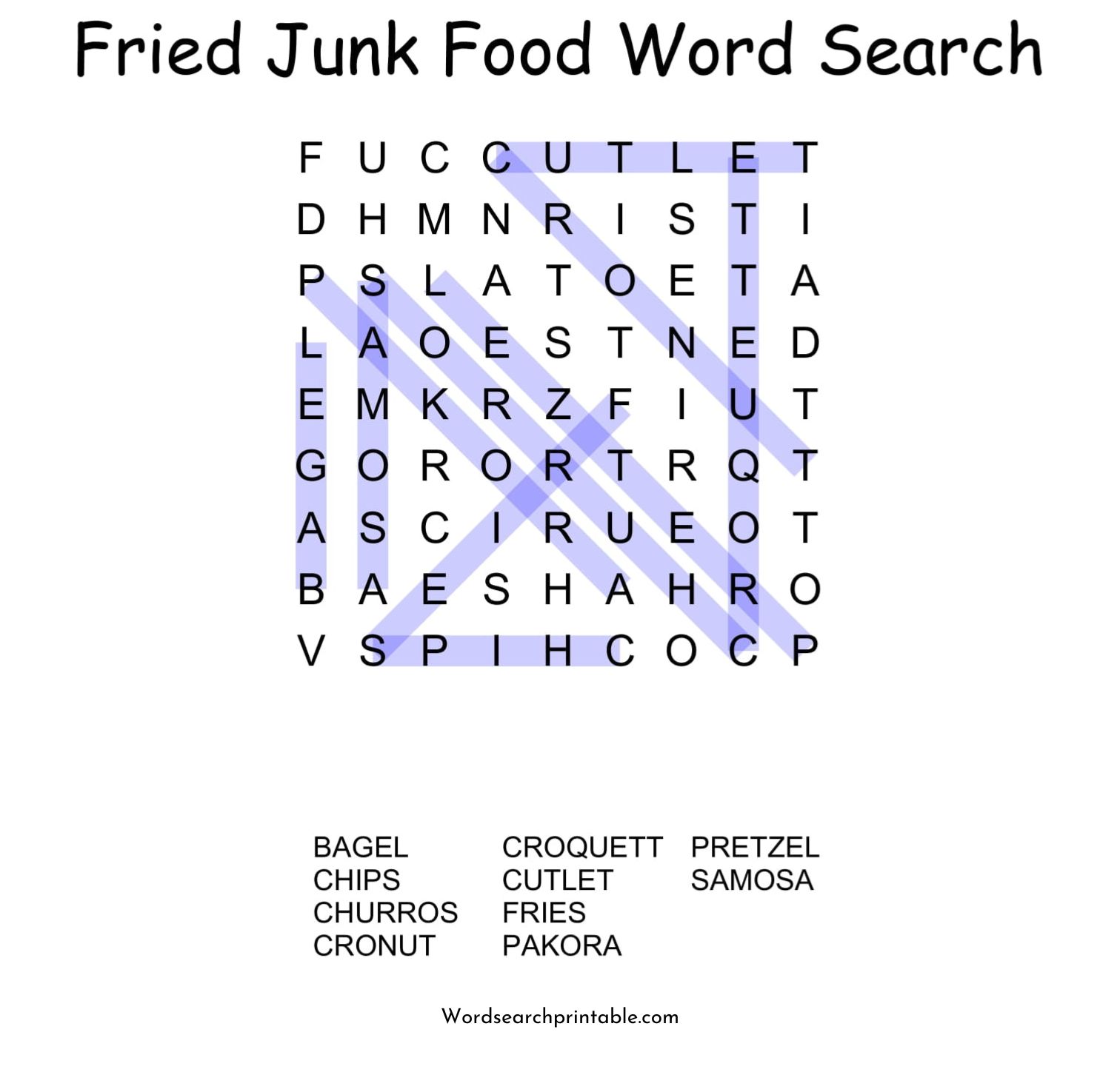 fried junk food word search puzzle solution