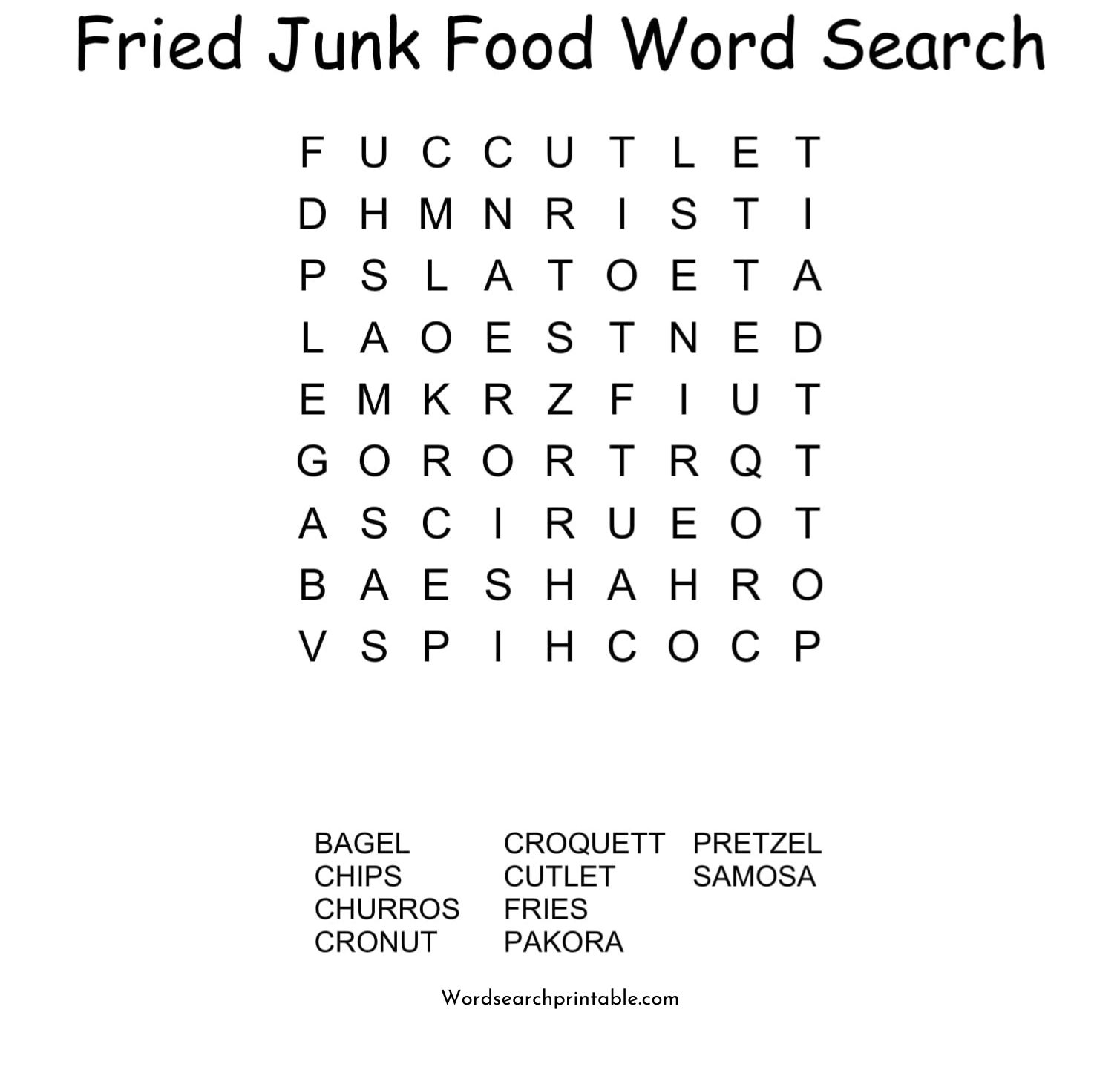 fried junk food word search puzzle