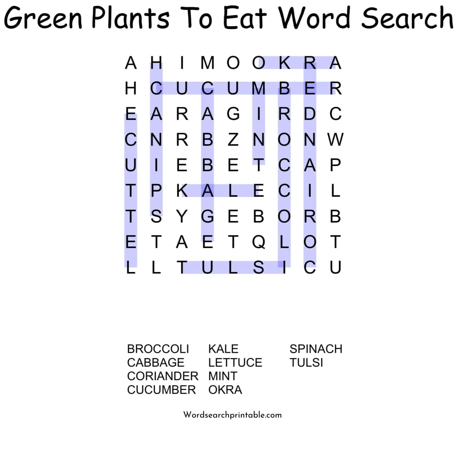 green plants to eat word search puzzle solution