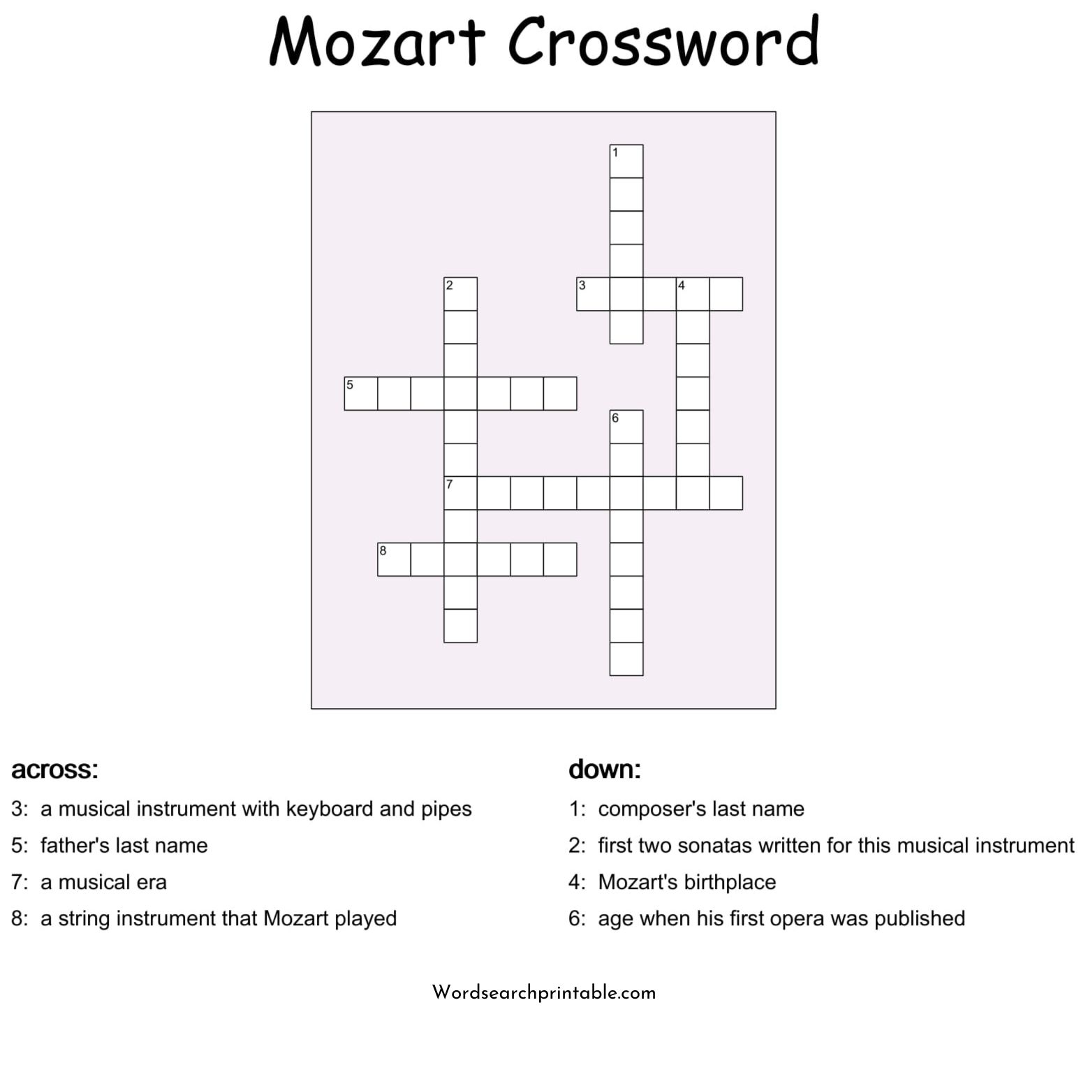 mozart crossword puzzle