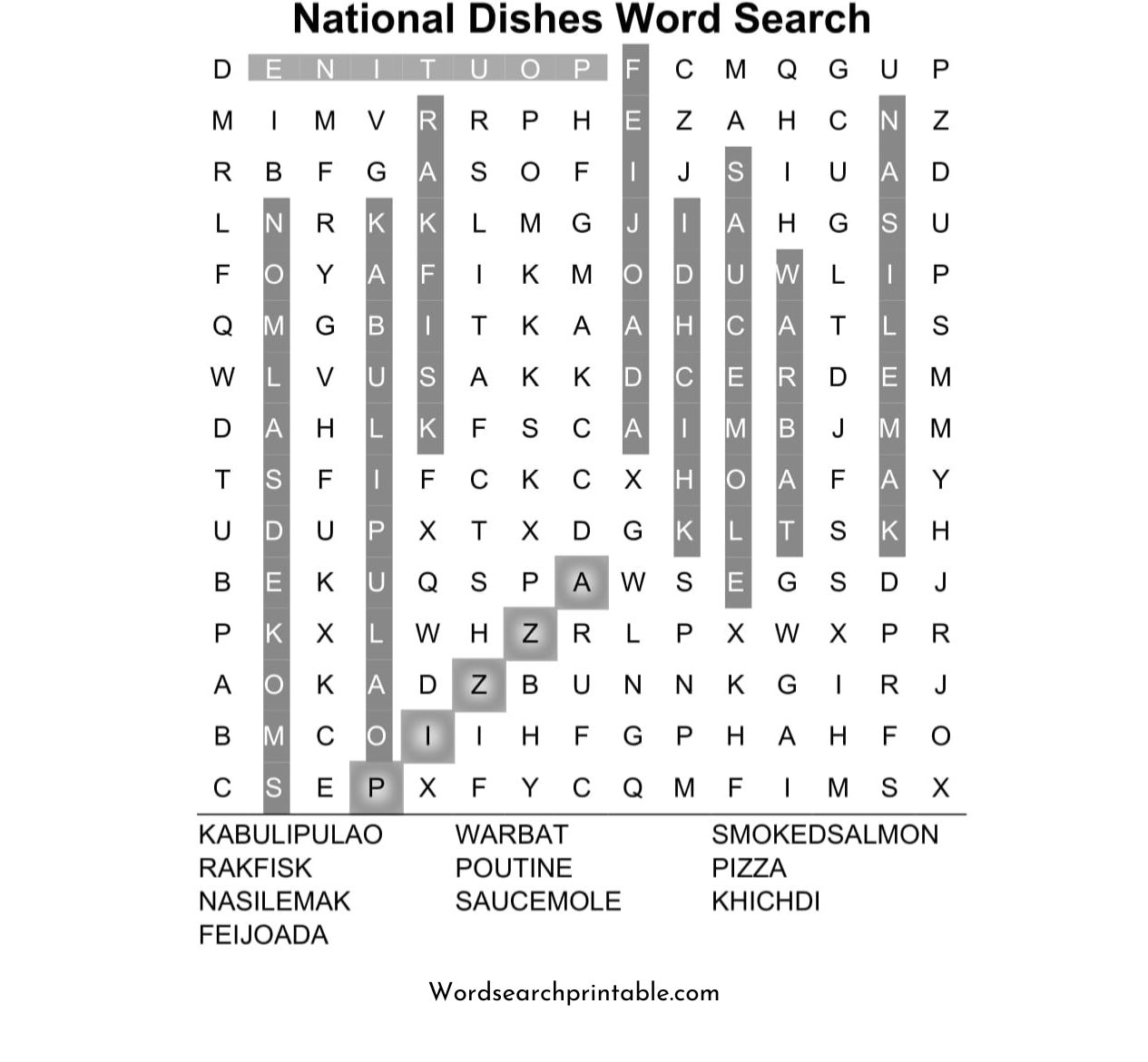 national dishes word search puzzle solution