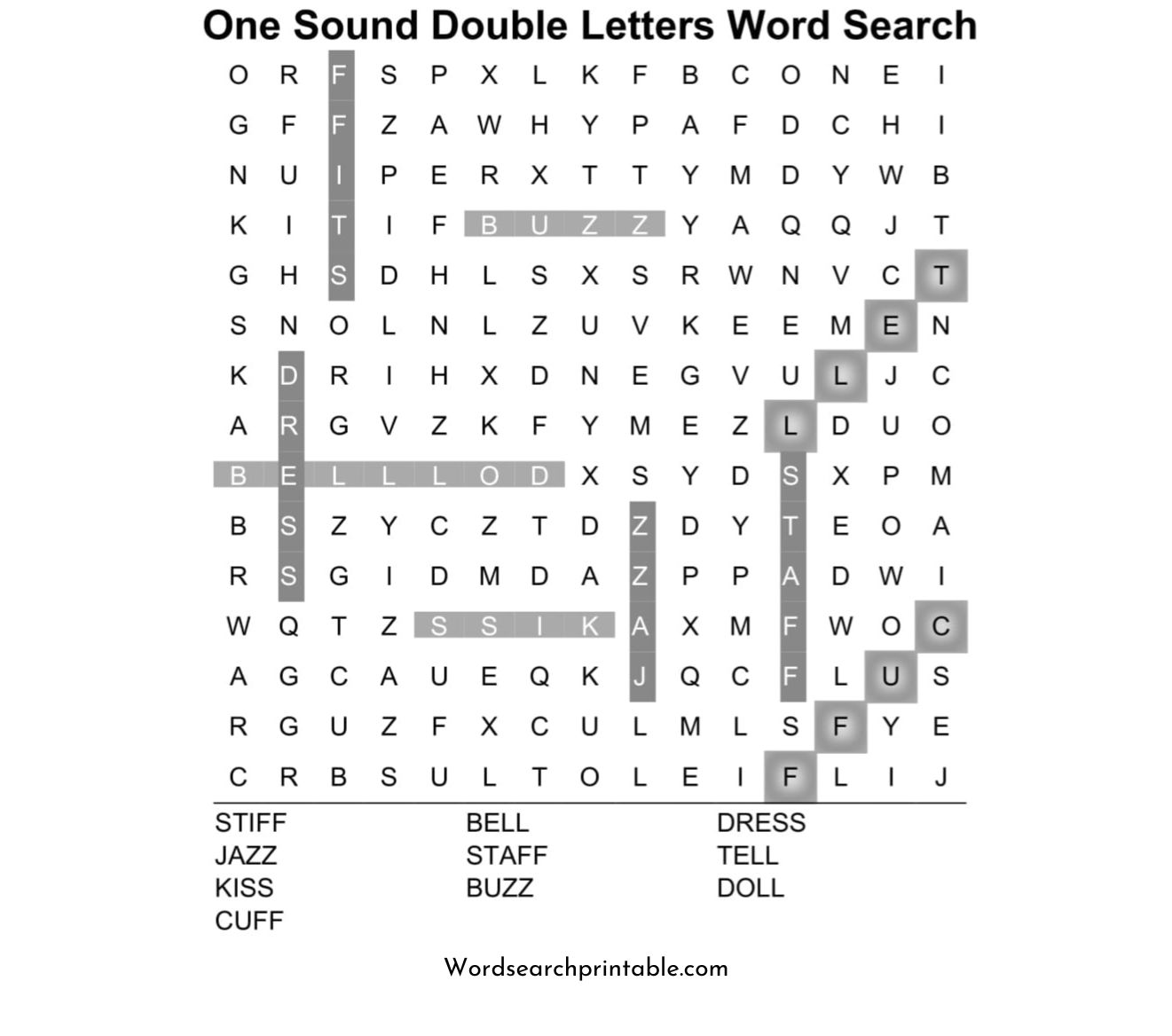one sound double letters word search puzzle solution