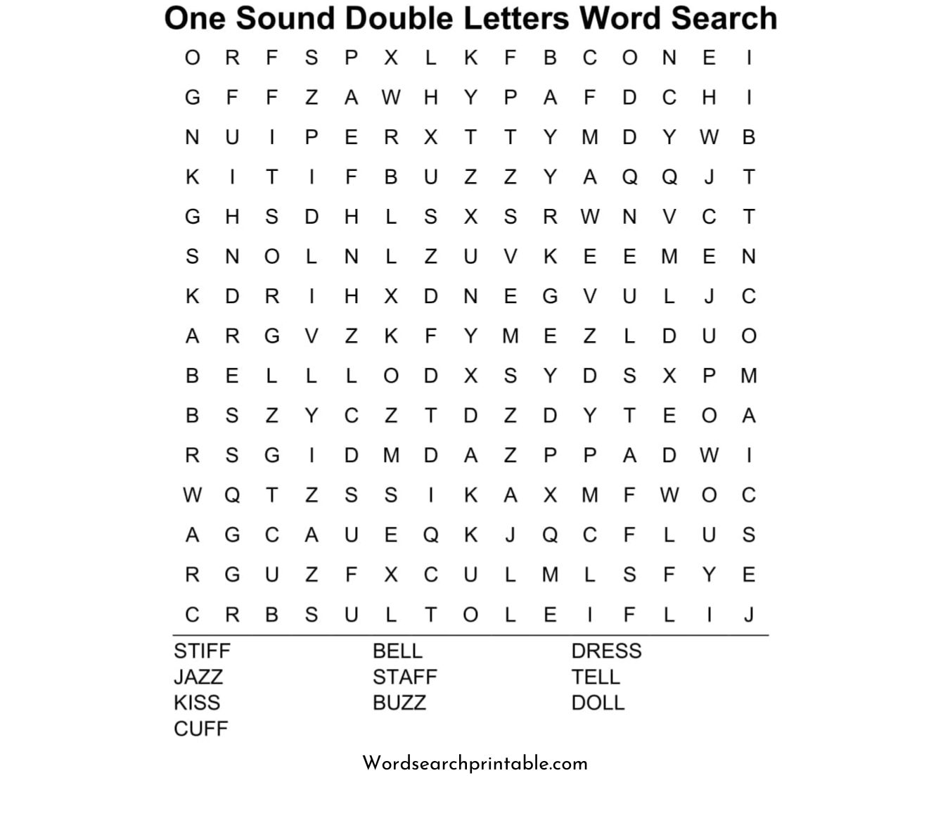 one sound double letters word search puzzle