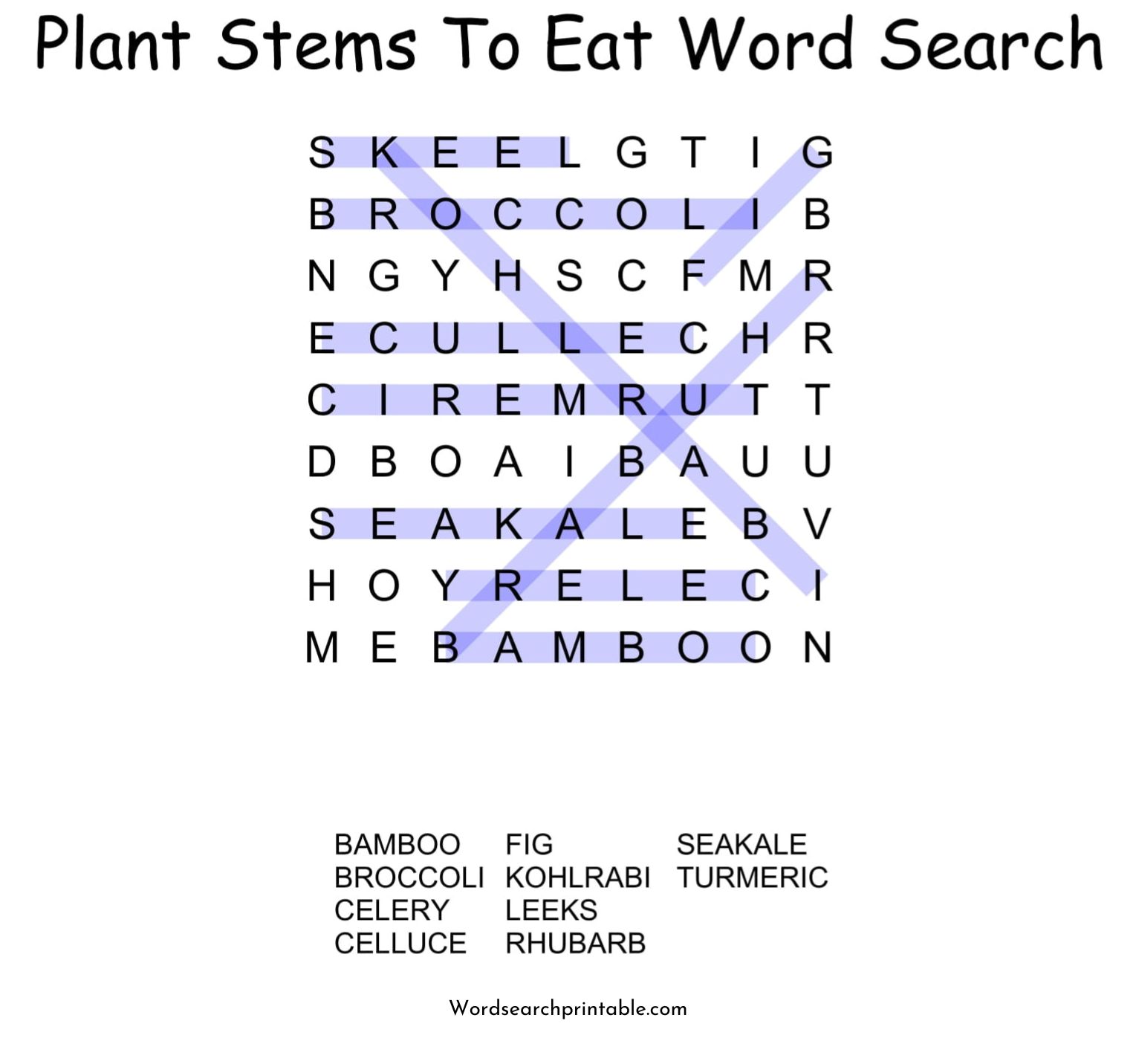 plant stems to eat word search puzzle solution