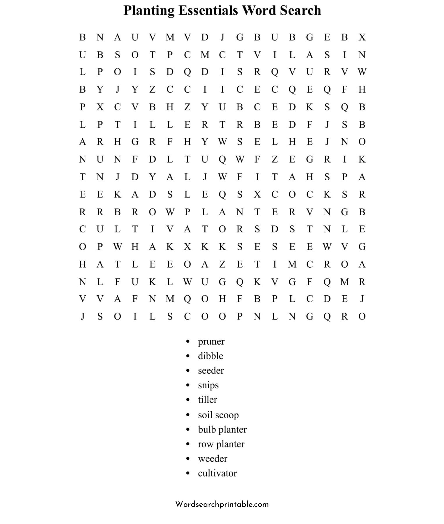 planting essentials word search puzzle