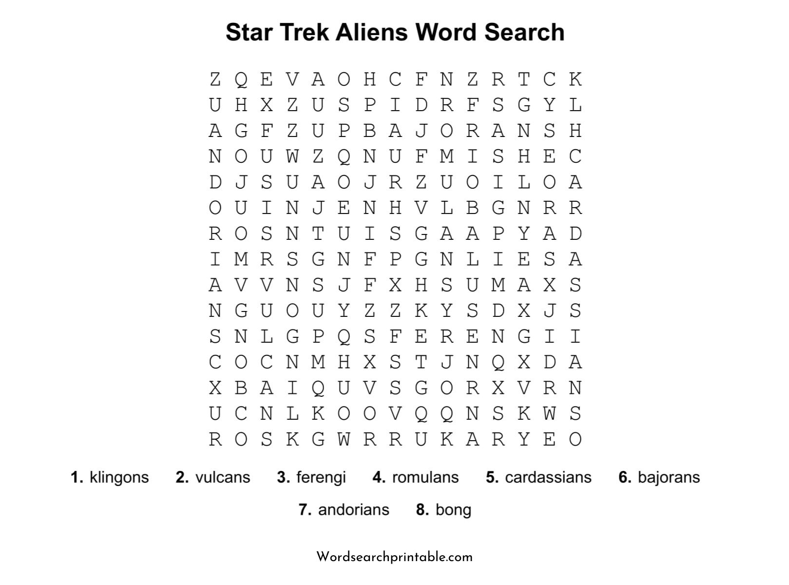 star trek aliens word search puzzle