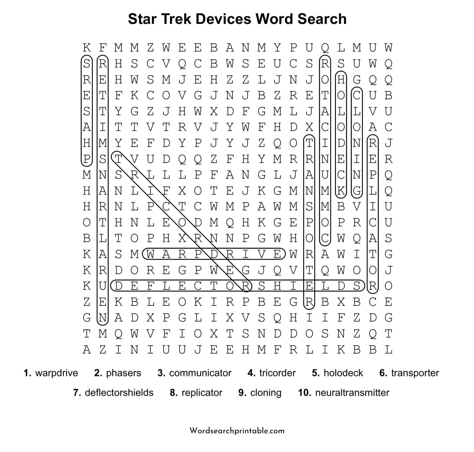 star trek devices word search puzzle solution