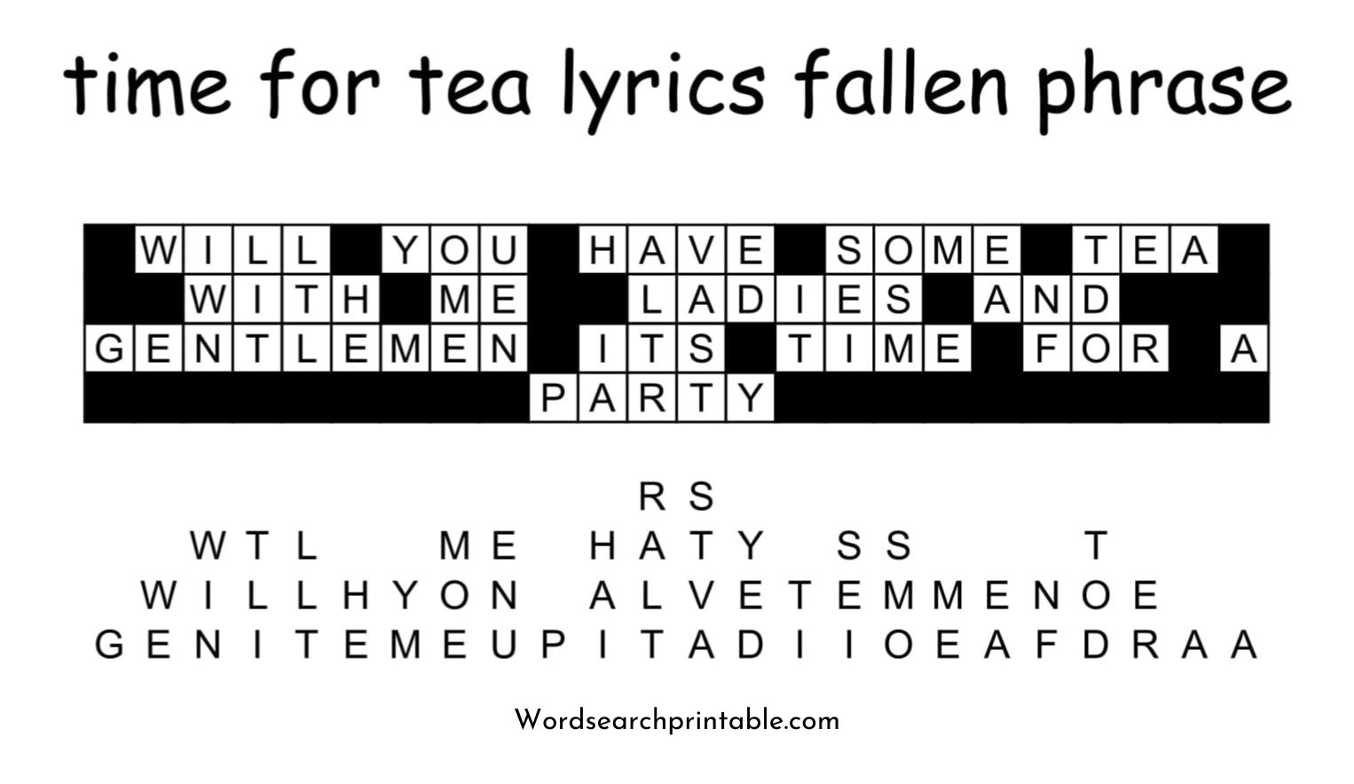 time for tea lyrics fallen phrase solution