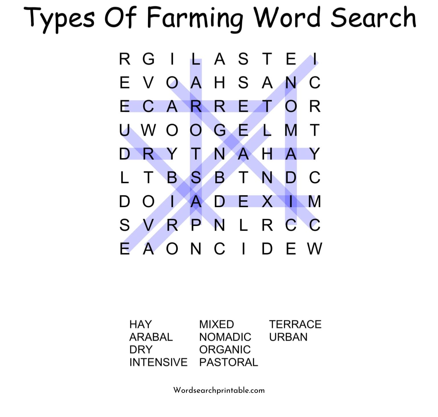 types of farming word search solution