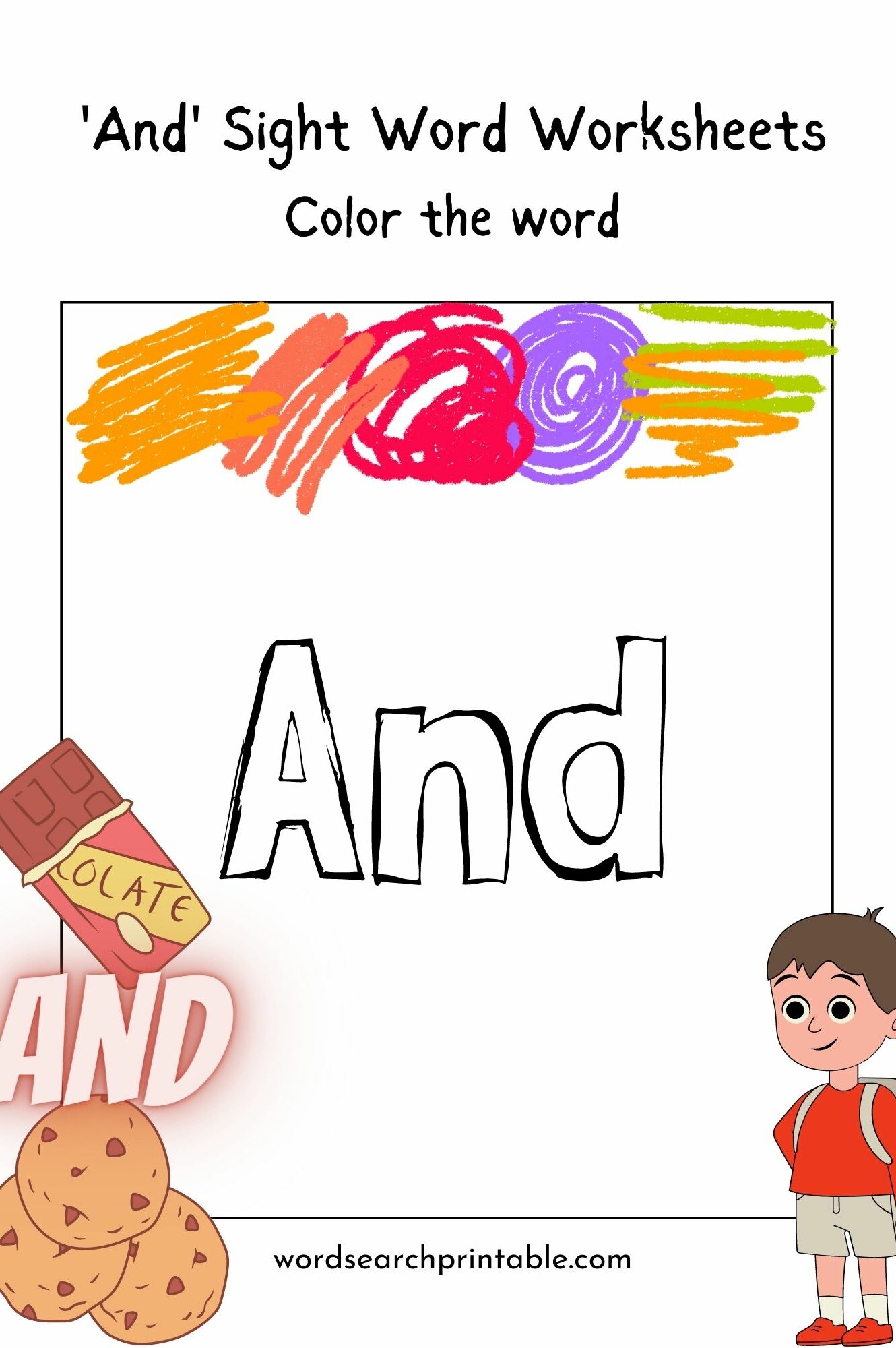 And sight word worksheet - color the word 'and'