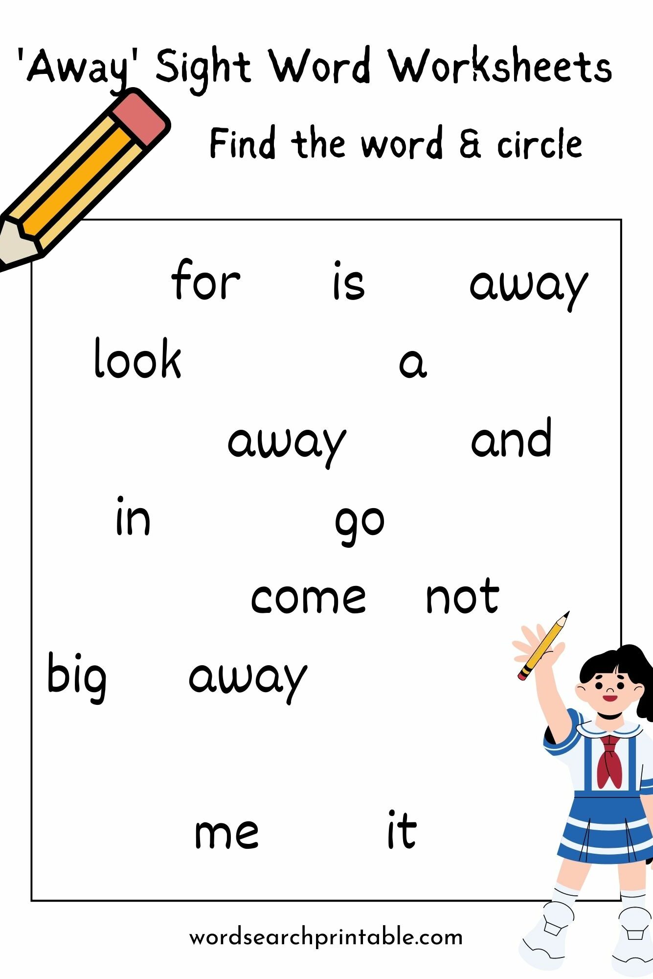 Find the word “Away” and circle it