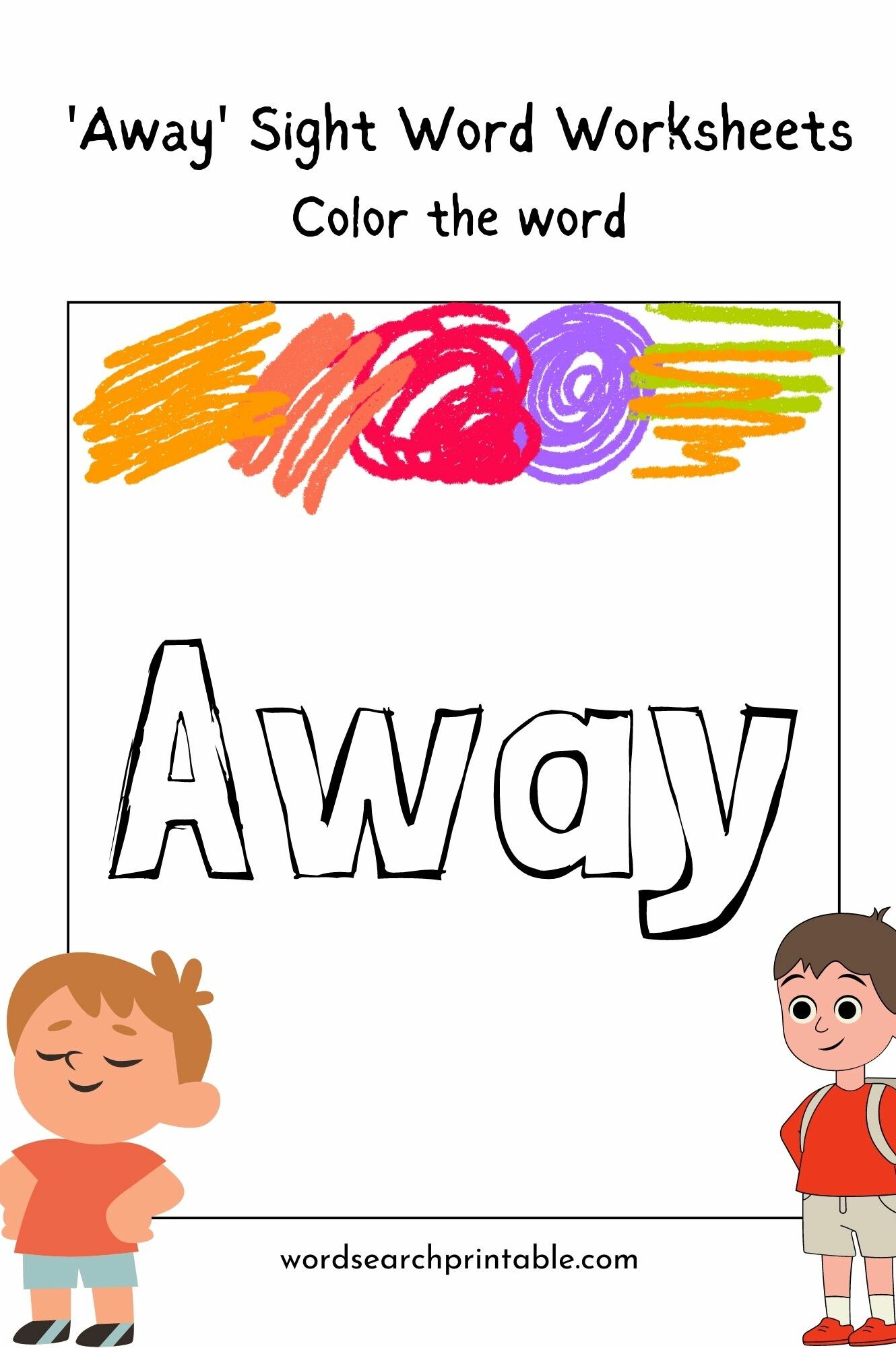 Color the Word “Away” - away sight word worksheets