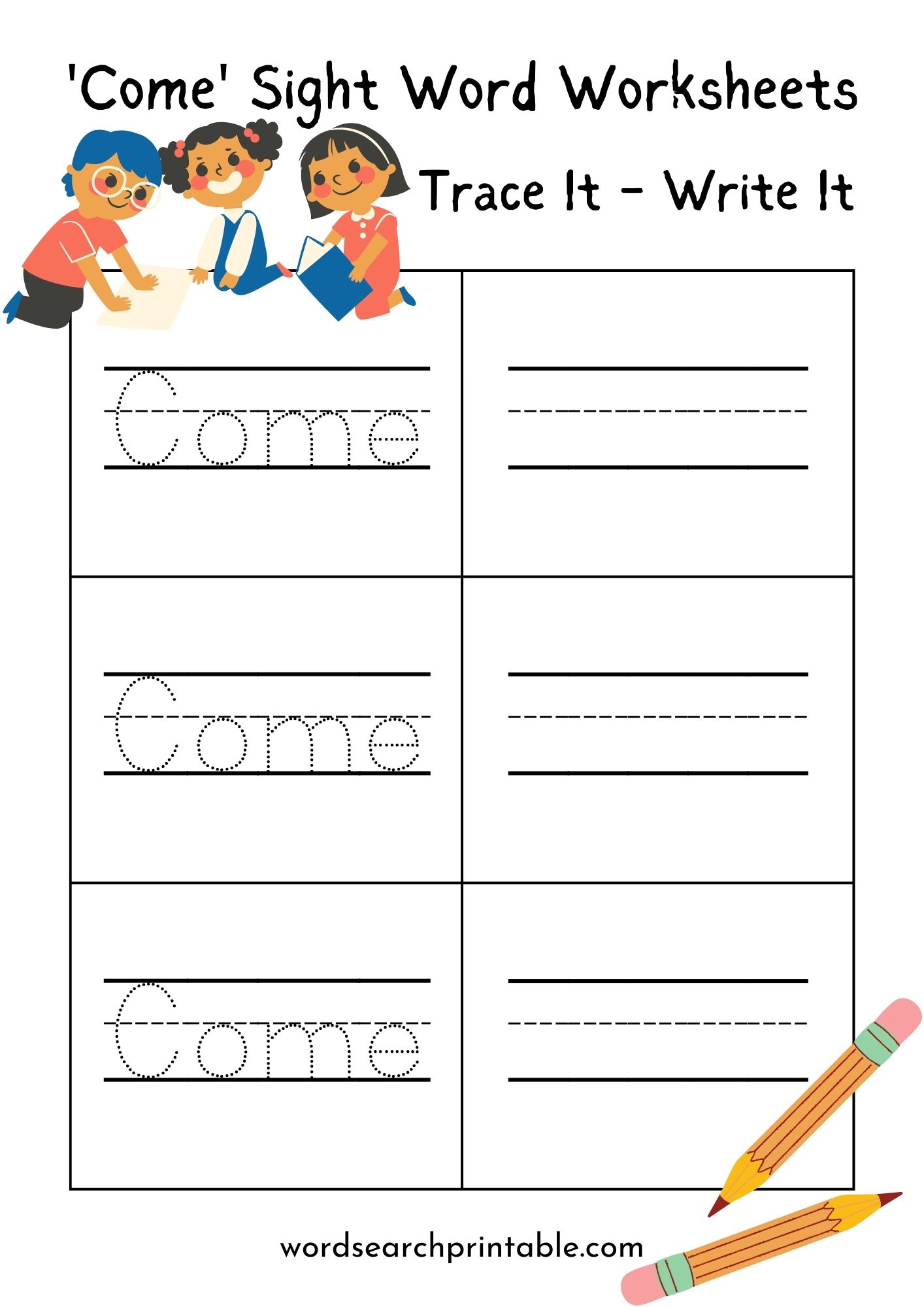 Come Trace It Worksheet