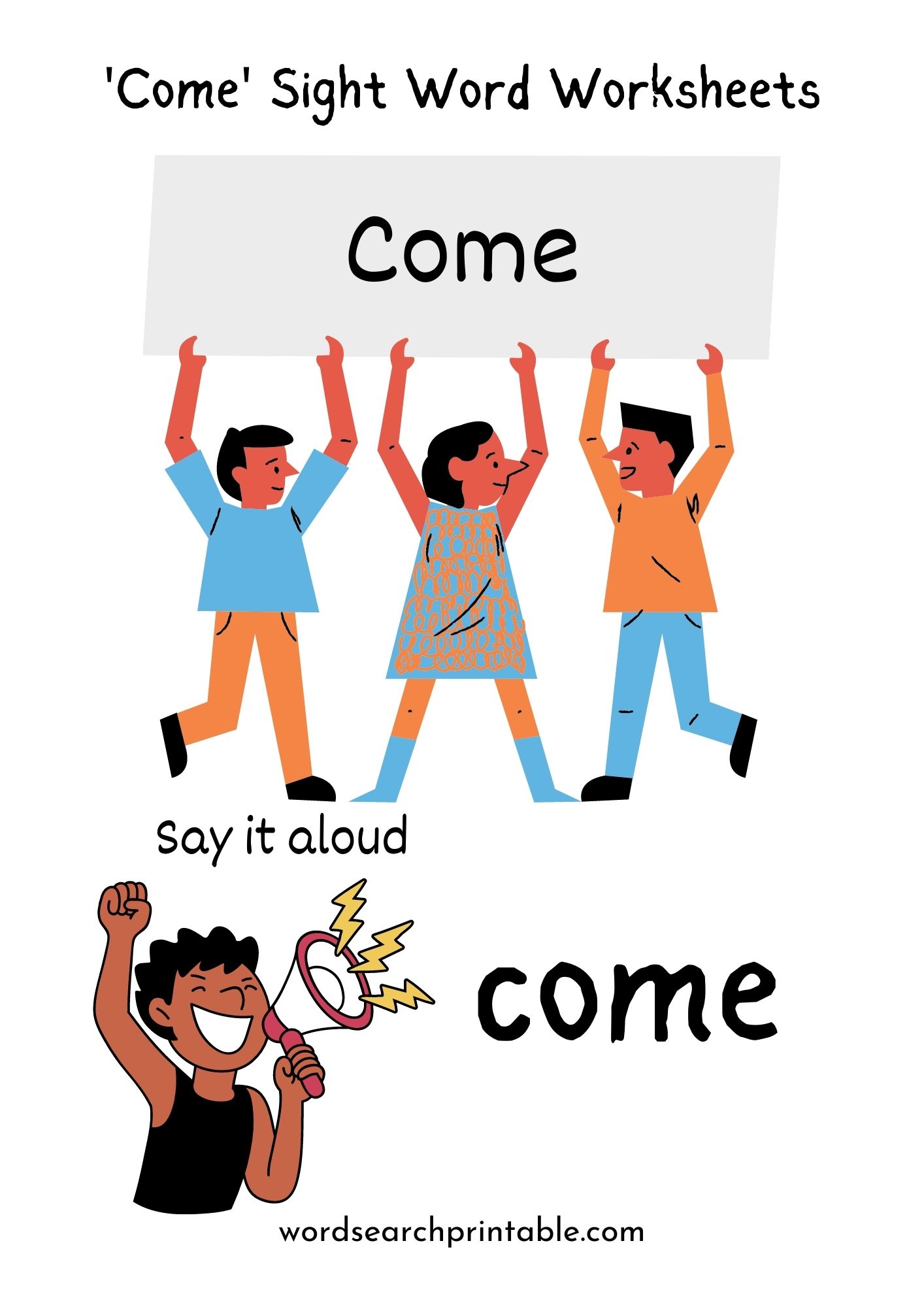 Come Sight Word Worksheet Free – Sight Word Come Worksheet PDF Download