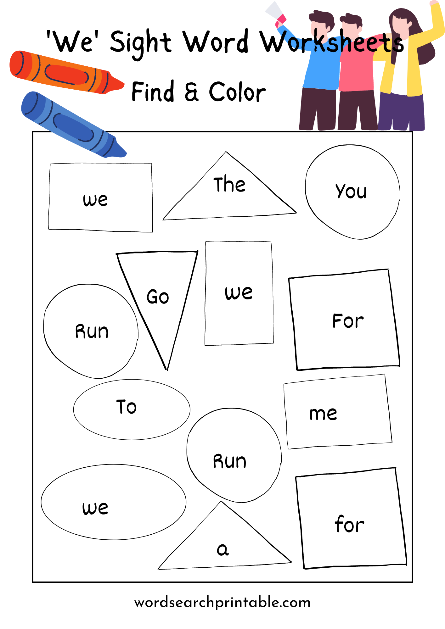 we sight word find and color