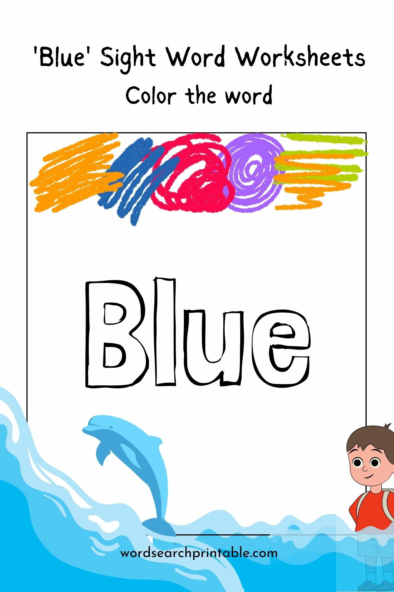 sight word blue - color the word blue