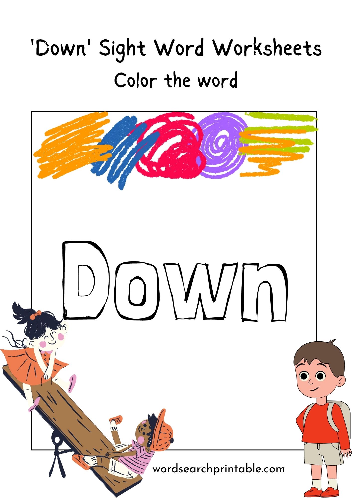 Color the Word “Down”