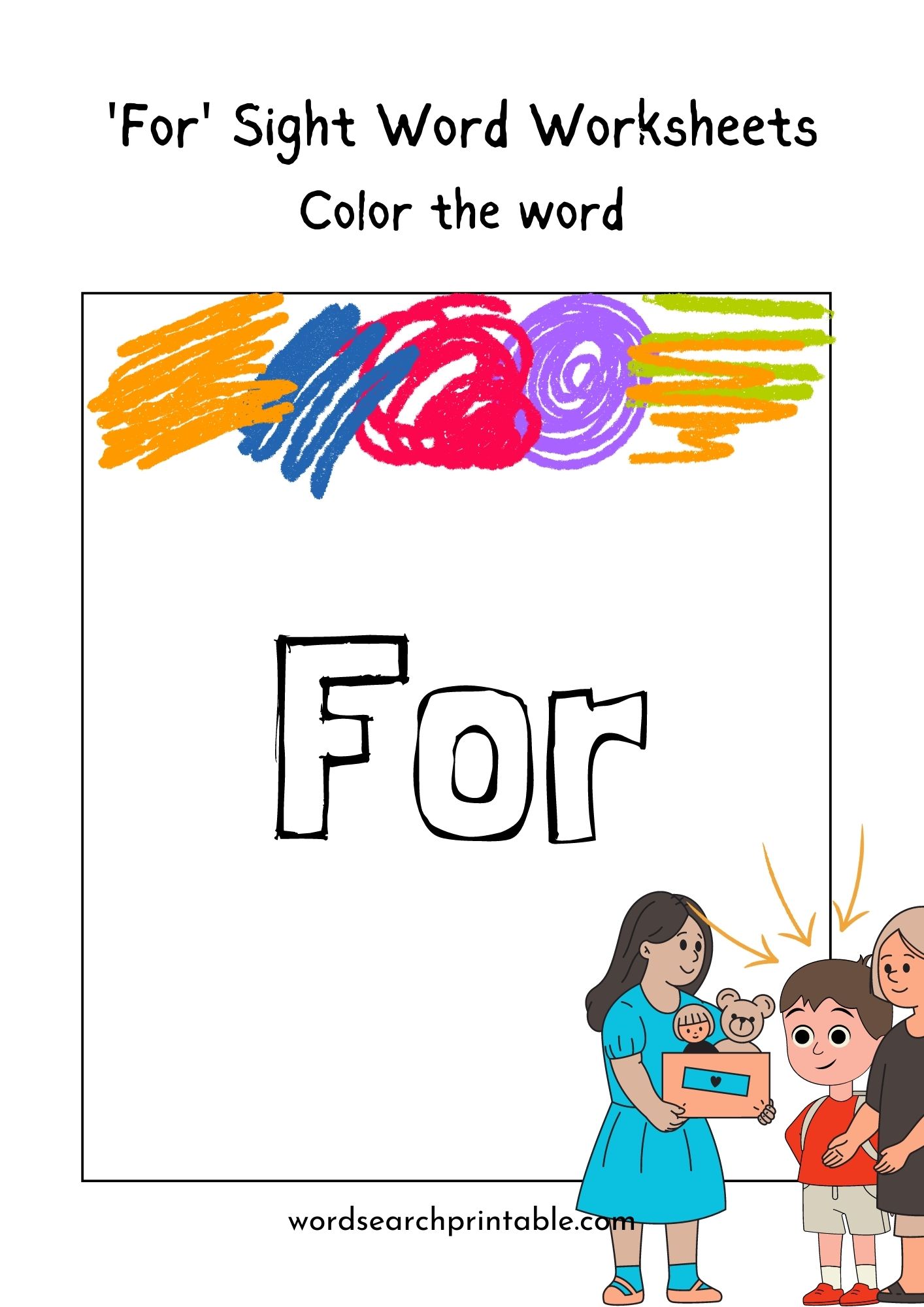 Color the sight word “For”