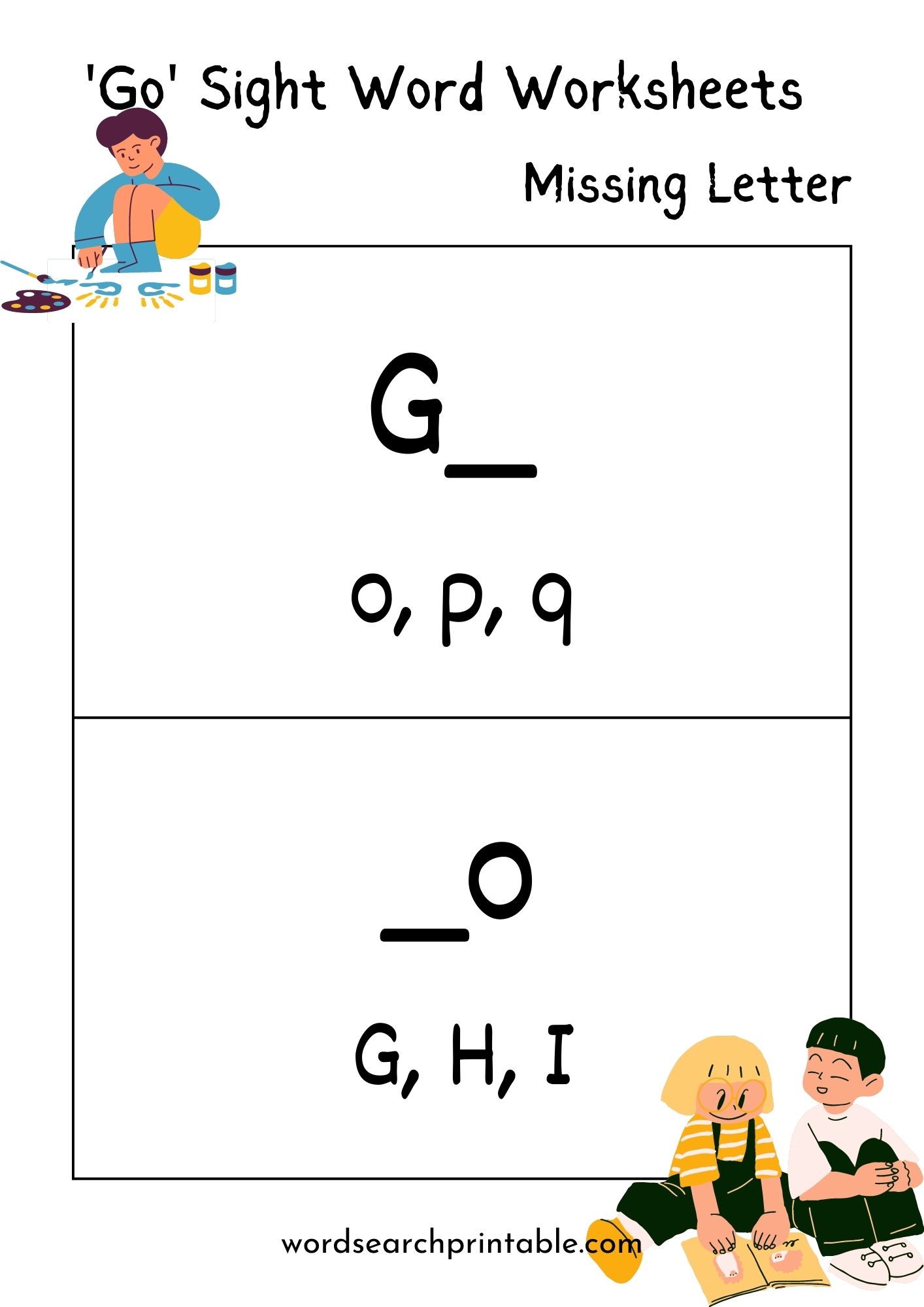Find the missing letter in sight word Go