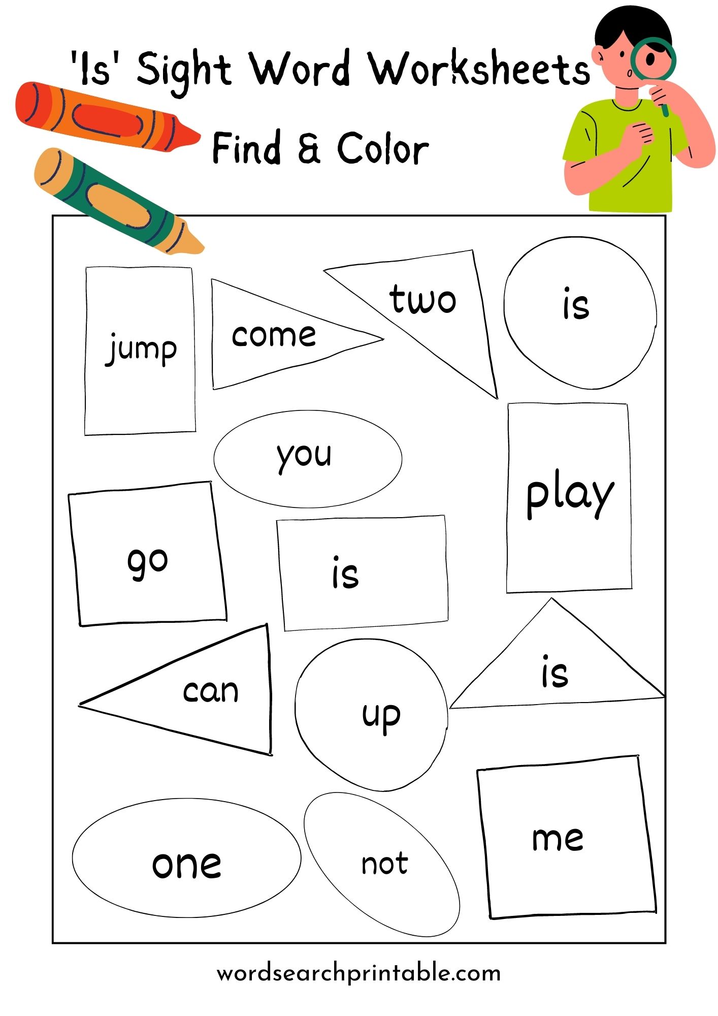 Find the sight word Is and Color the geometric shape