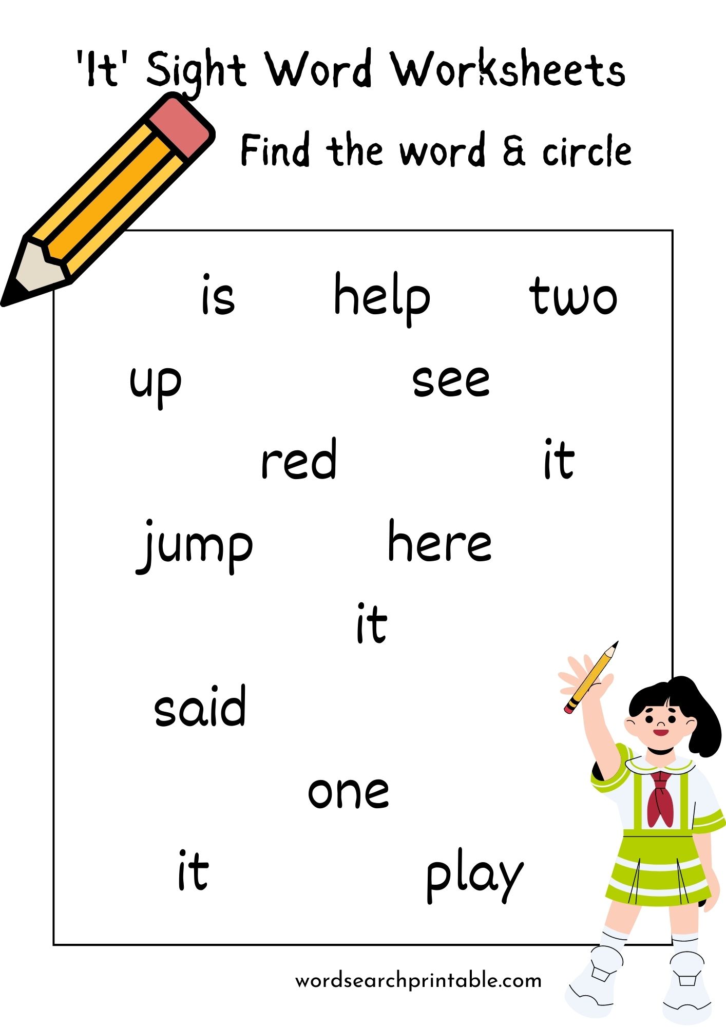 Find the sight word 'It' and circle it