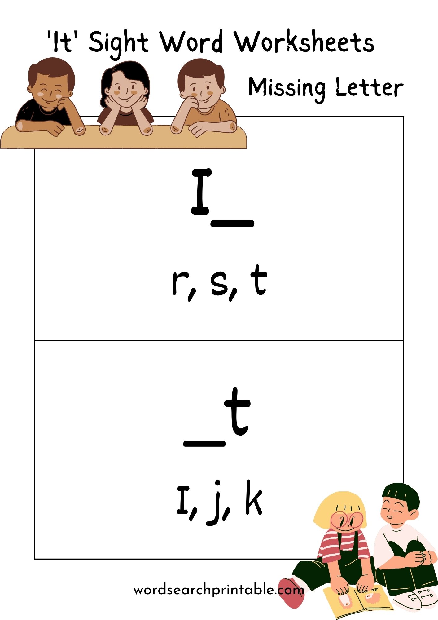 Find the missing letter in sight word It