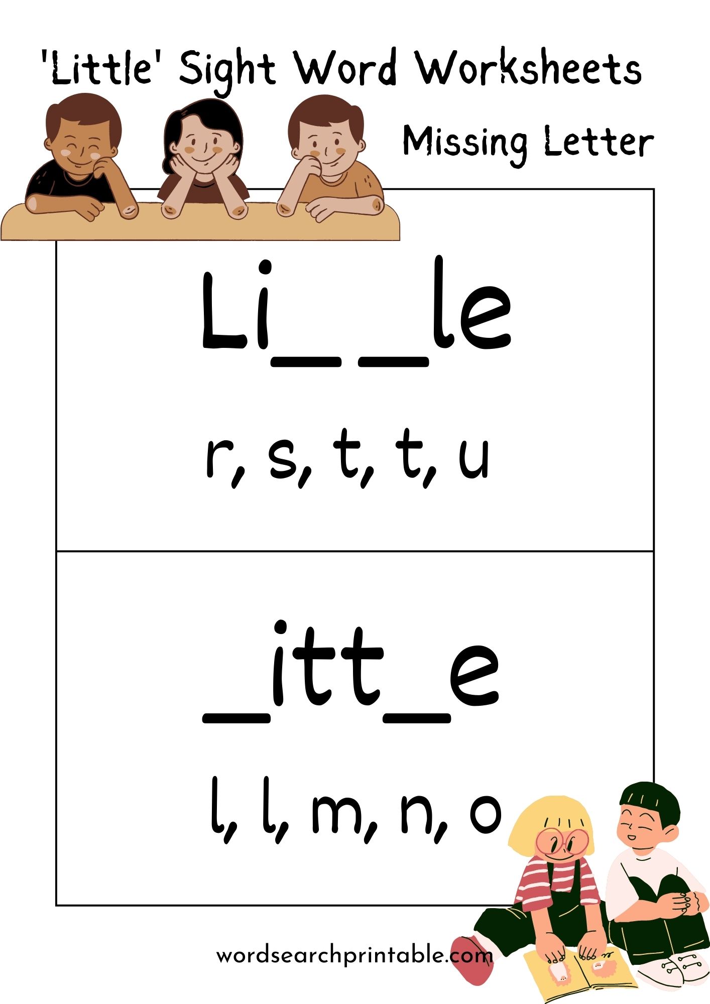Find the missing letter in sight word Little