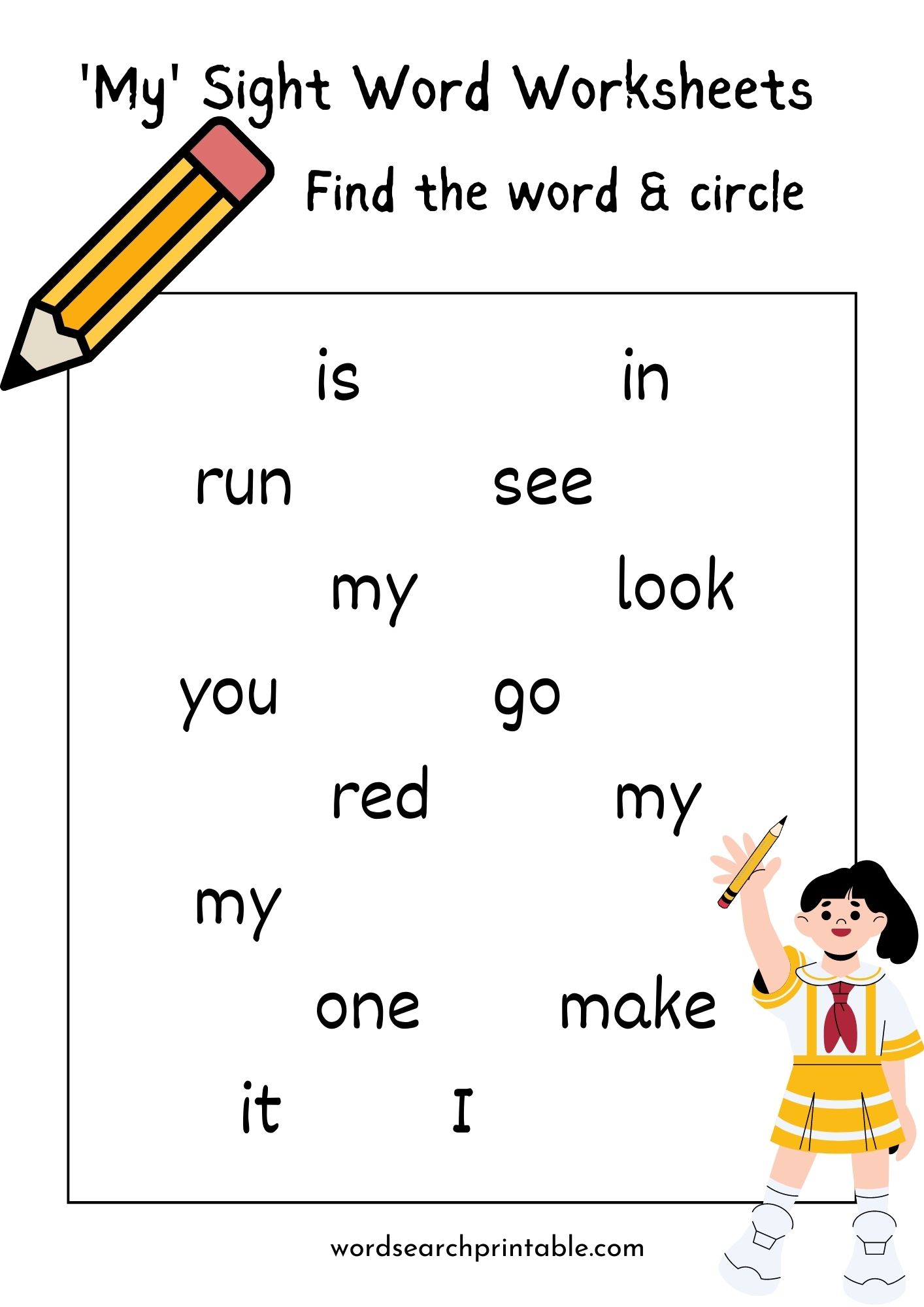 Find the sight word My and circle it