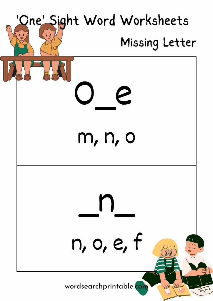 Find the missing letter in sight word One