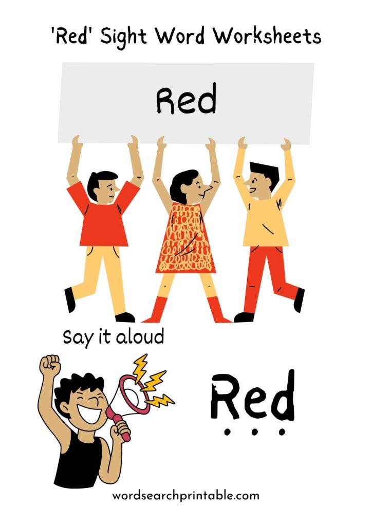 Red Sight Word Worksheet Free – Sight Word Red Worksheet PDF Download