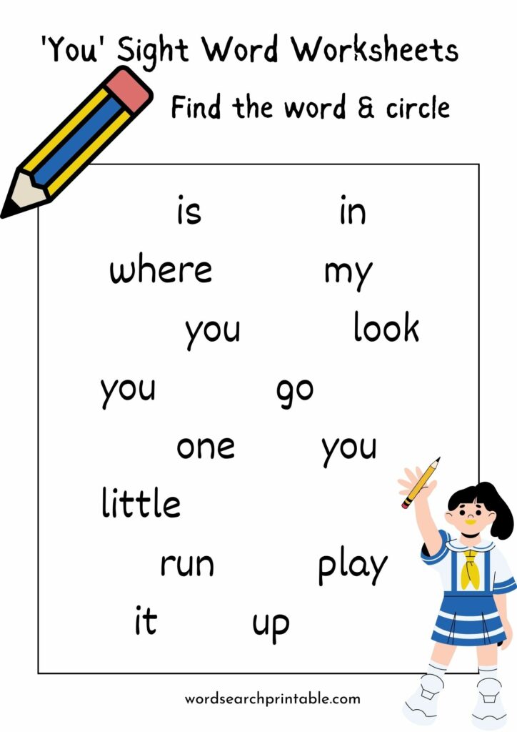 Find the sight word You and circle it