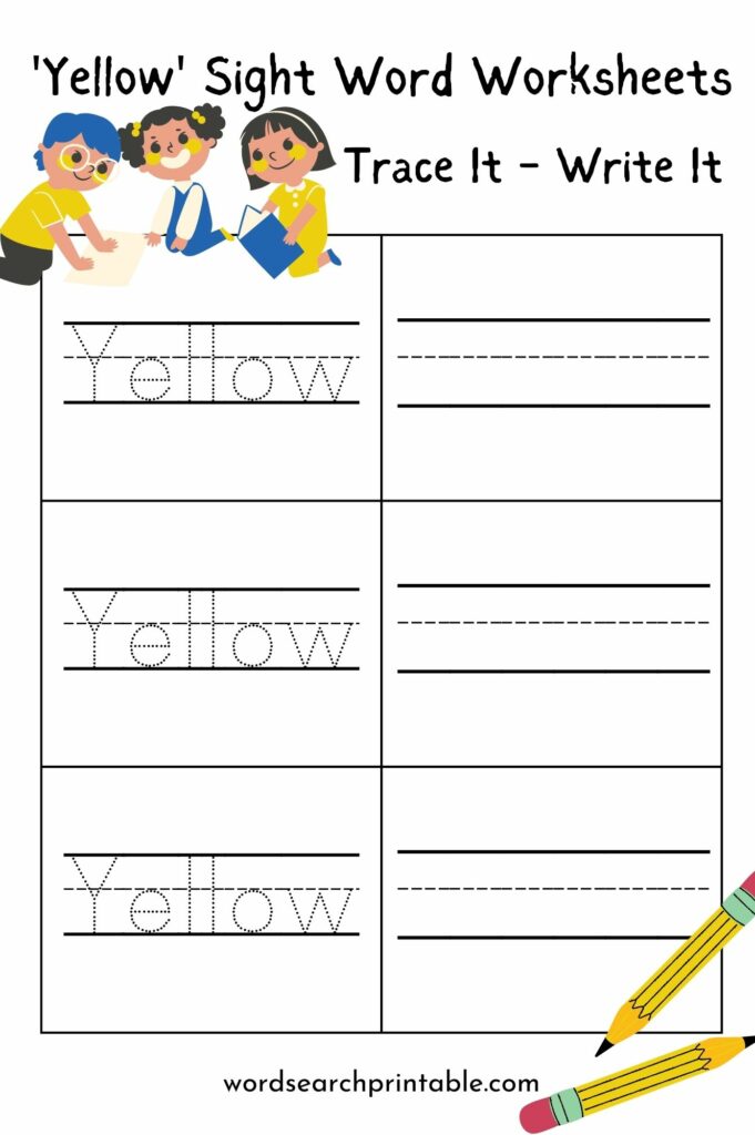 Yellow Trace It Worksheet