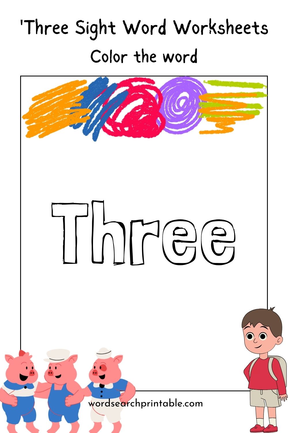 Color the sight word Three