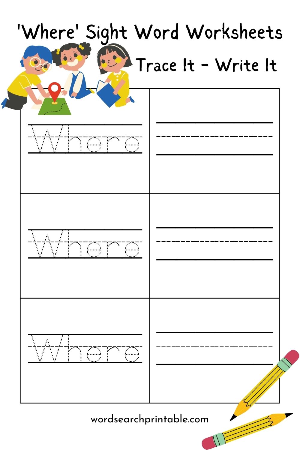 Where Trace It Worksheet - Tracing and Writing