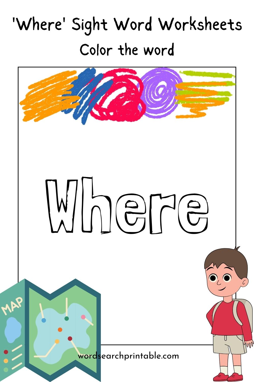 Color the sight word Where